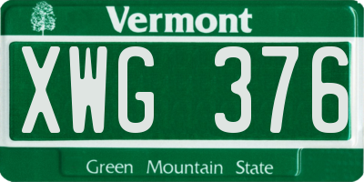 VT license plate XWG376
