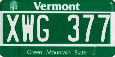 VT license plate XWG377