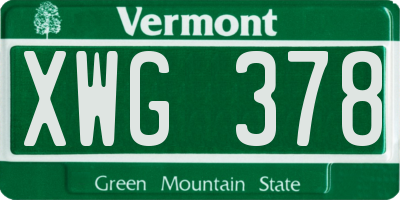 VT license plate XWG378
