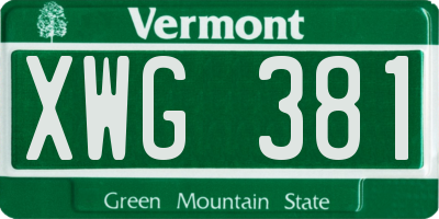 VT license plate XWG381