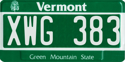 VT license plate XWG383