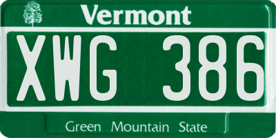 VT license plate XWG386
