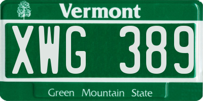 VT license plate XWG389
