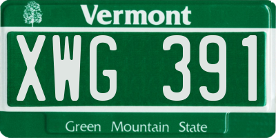 VT license plate XWG391