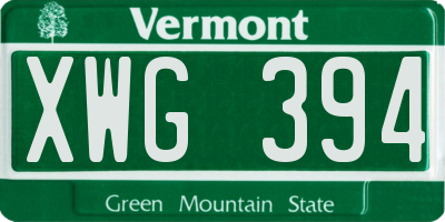 VT license plate XWG394