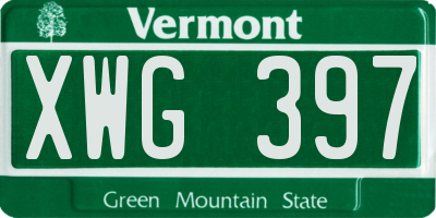 VT license plate XWG397