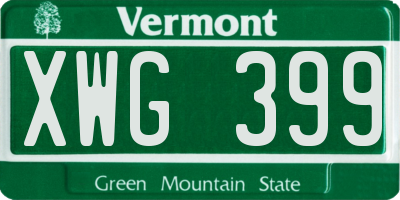 VT license plate XWG399