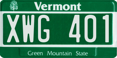 VT license plate XWG401