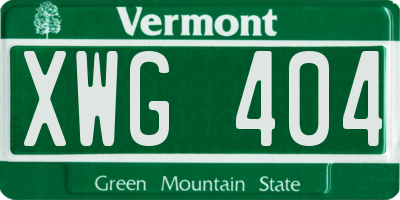 VT license plate XWG404