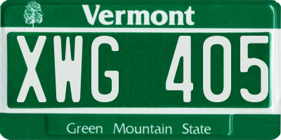 VT license plate XWG405