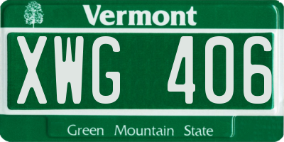 VT license plate XWG406