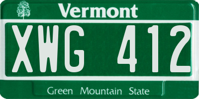 VT license plate XWG412