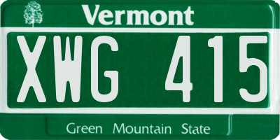 VT license plate XWG415