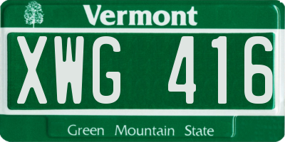 VT license plate XWG416