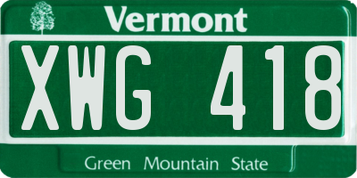 VT license plate XWG418