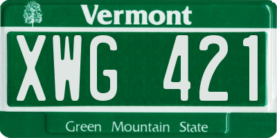 VT license plate XWG421