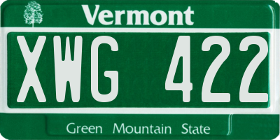 VT license plate XWG422