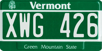 VT license plate XWG426