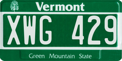 VT license plate XWG429