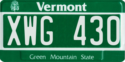 VT license plate XWG430