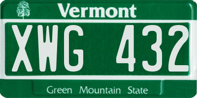 VT license plate XWG432