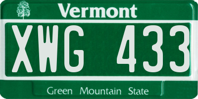 VT license plate XWG433