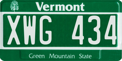 VT license plate XWG434
