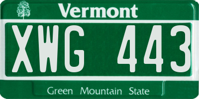 VT license plate XWG443