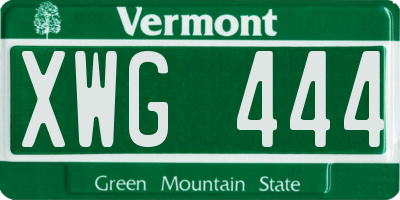 VT license plate XWG444