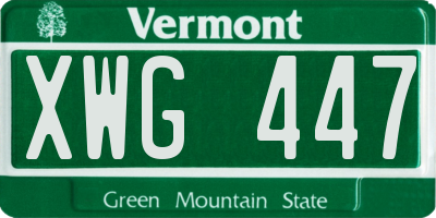 VT license plate XWG447