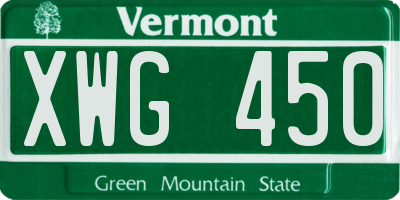 VT license plate XWG450