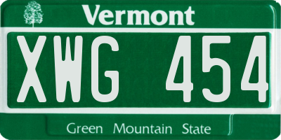 VT license plate XWG454