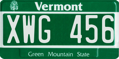 VT license plate XWG456