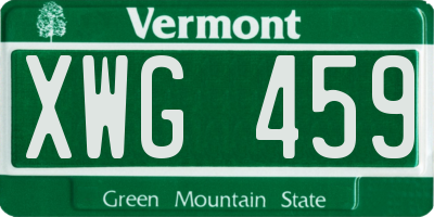 VT license plate XWG459