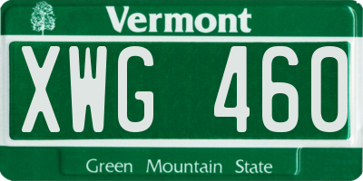 VT license plate XWG460