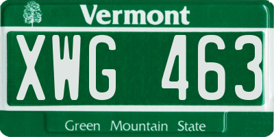 VT license plate XWG463