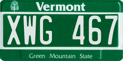 VT license plate XWG467