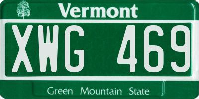 VT license plate XWG469