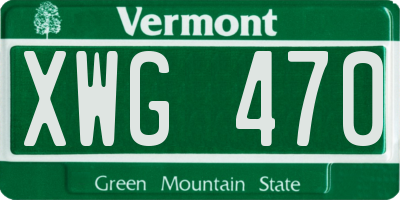 VT license plate XWG470