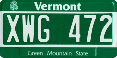 VT license plate XWG472