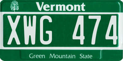 VT license plate XWG474