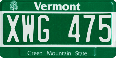 VT license plate XWG475