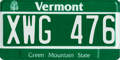 VT license plate XWG476