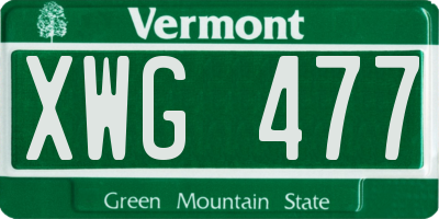 VT license plate XWG477