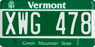 VT license plate XWG478