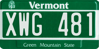 VT license plate XWG481