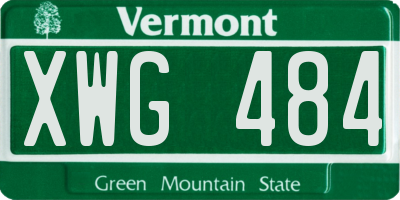 VT license plate XWG484