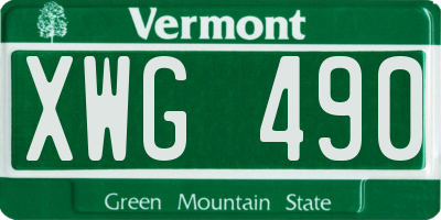 VT license plate XWG490