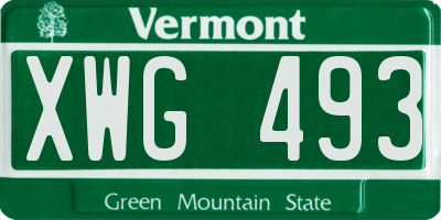 VT license plate XWG493