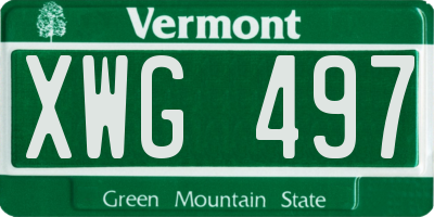 VT license plate XWG497